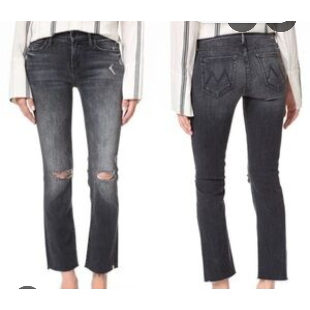 MOTHER The Rascal Ankle Snippet Jeans Stealing Shadows Black Distressed 93 27